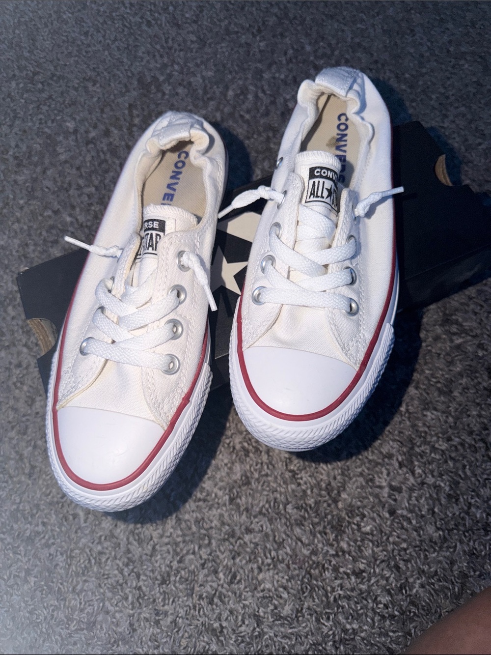 Converse Woman’s White Low-Top Sneakers with Red Stripe